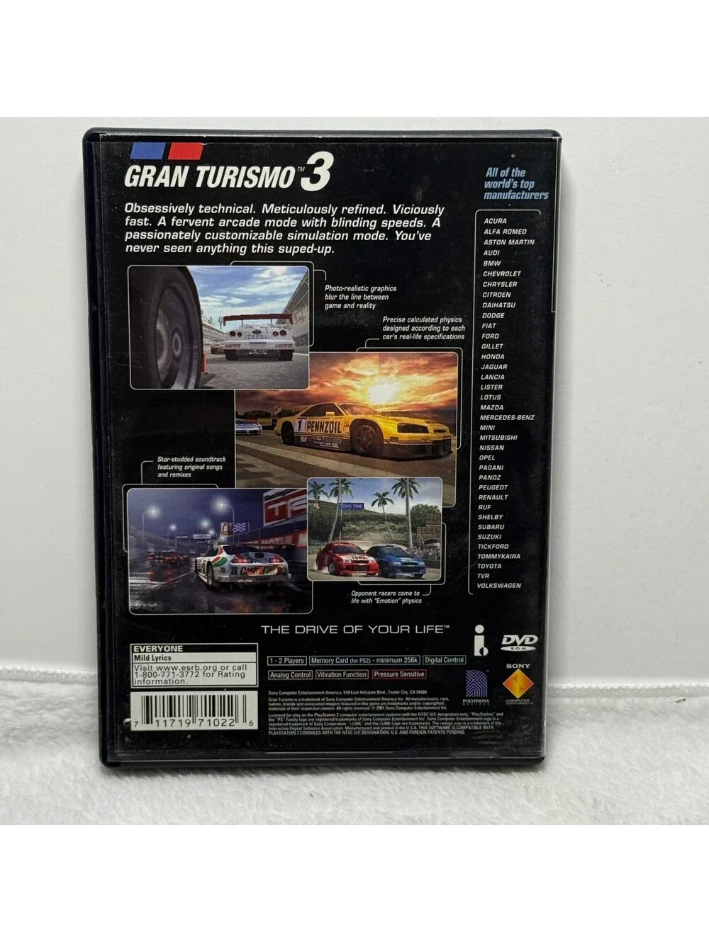 Gran Turismo 3 A-Spec PS2 PlayStation 2 Complete CIB NTSC Black Label